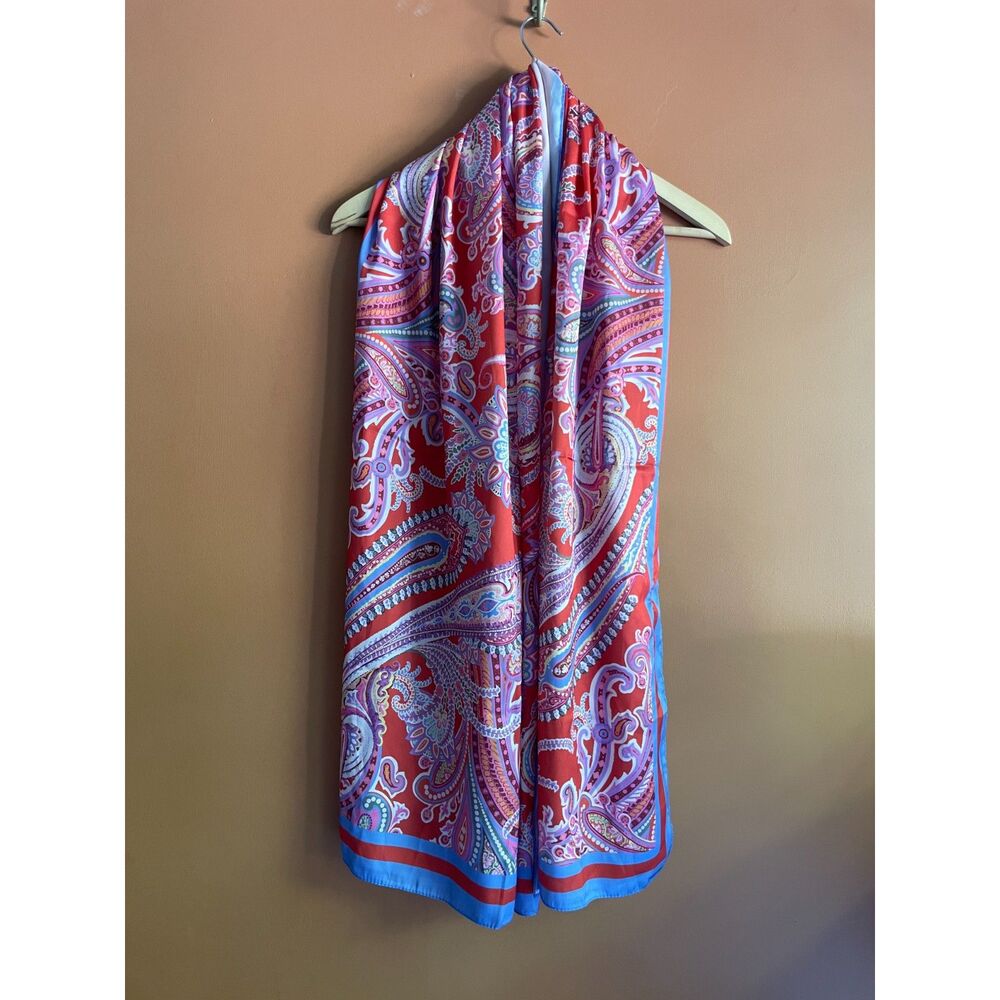 Colorful Paisley Scarf Wrap Red Blue Purple Boho Oversized 52 x 26